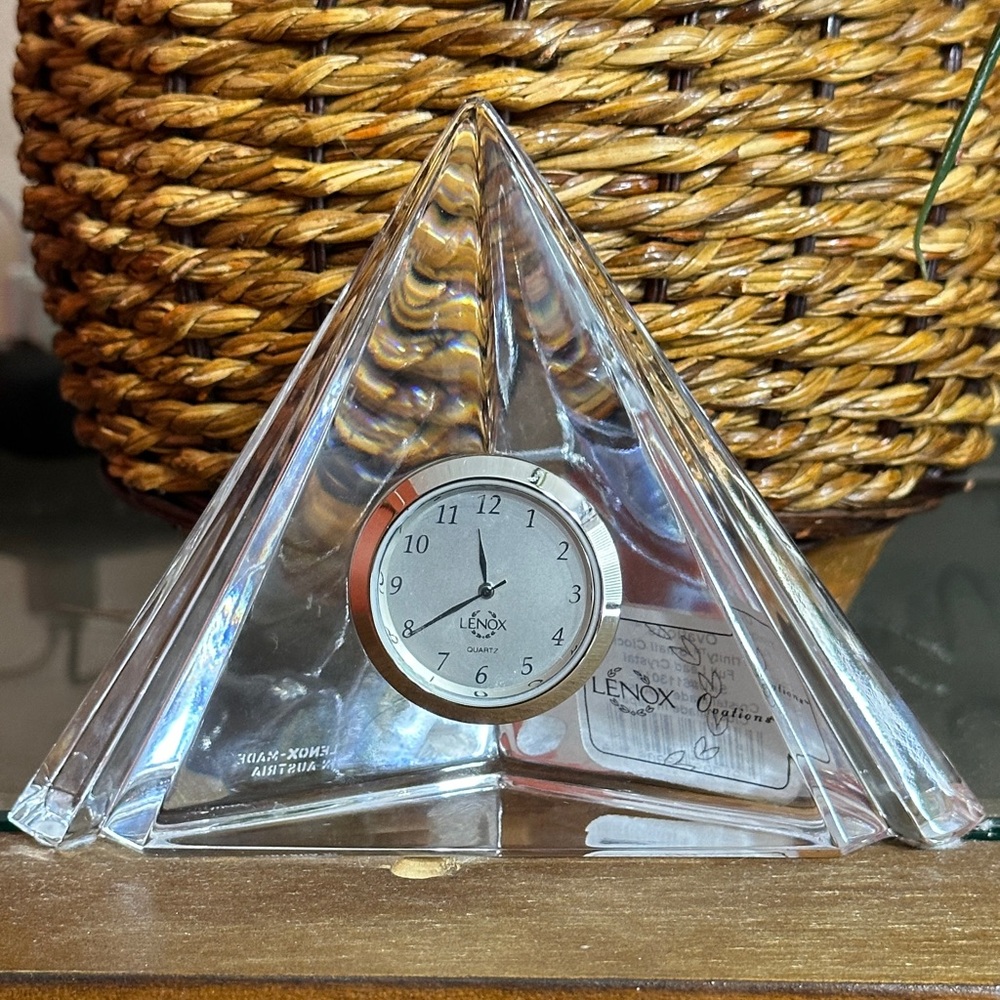 LENOX CRISTAL Ovations Trinity Crystal Desk Clock Made in Austria